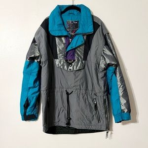 Vintage ‘90s Mountain Goat Ski Anorak Neon Pullover Jacket Mens Size Medium